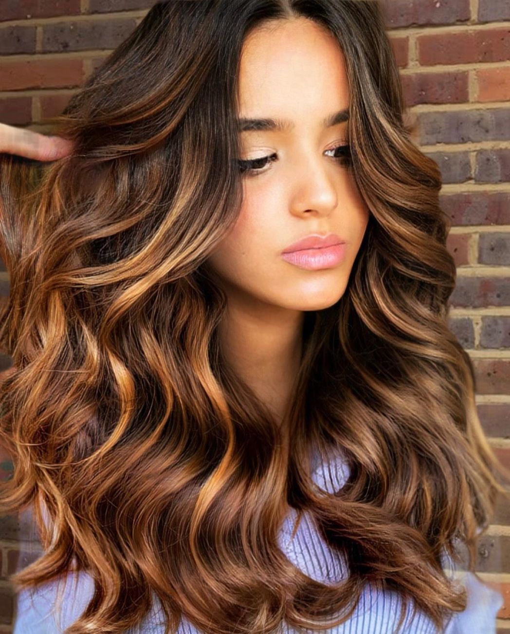 Brown Hair with Flamy Highlights for Fall