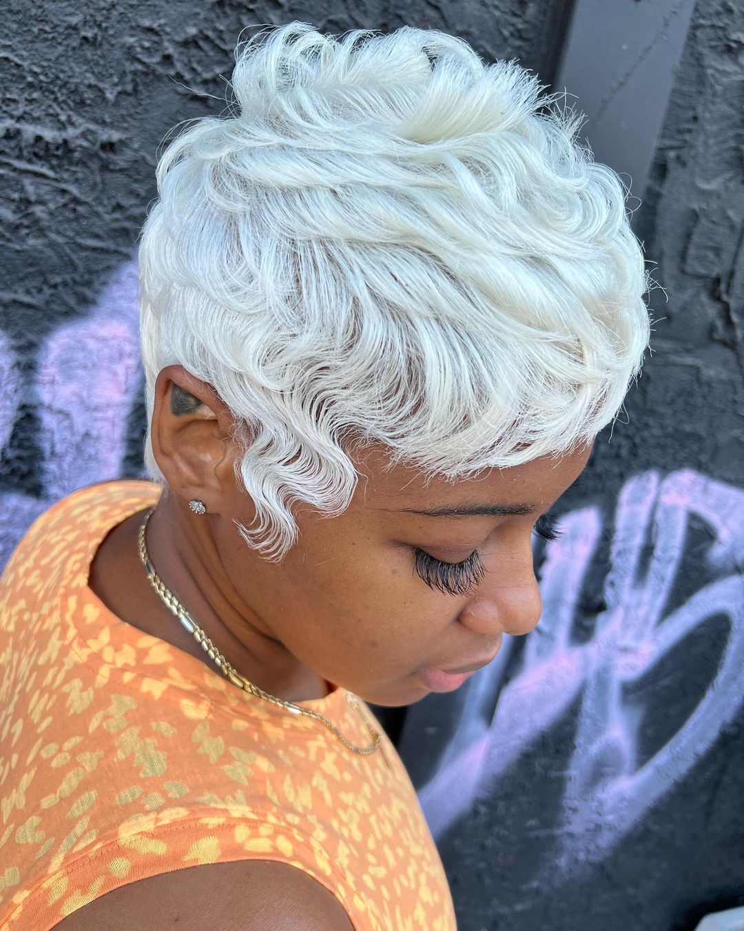 Shocking White Pixie for Black Hair