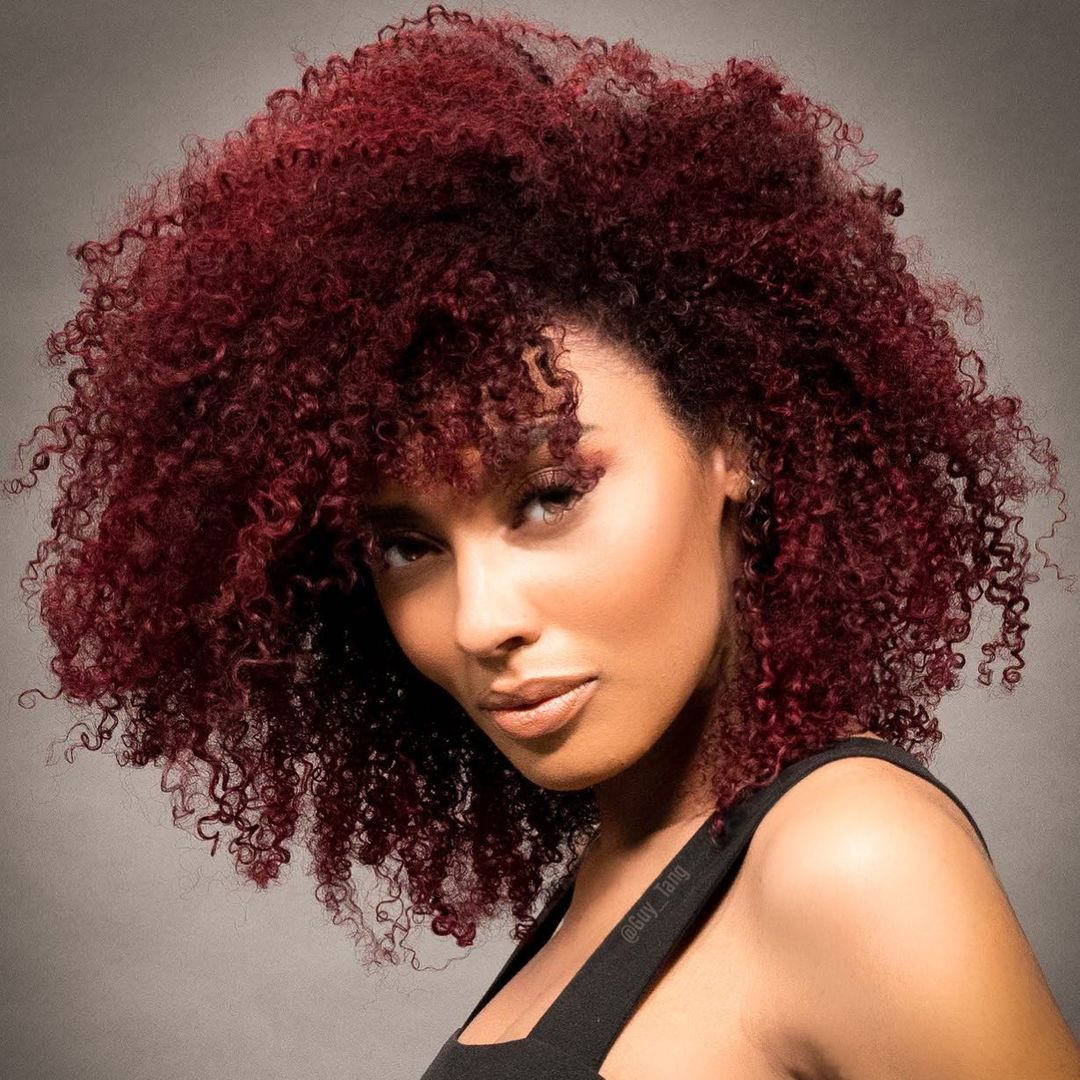 Mid-Length Natural Burgundy Hair