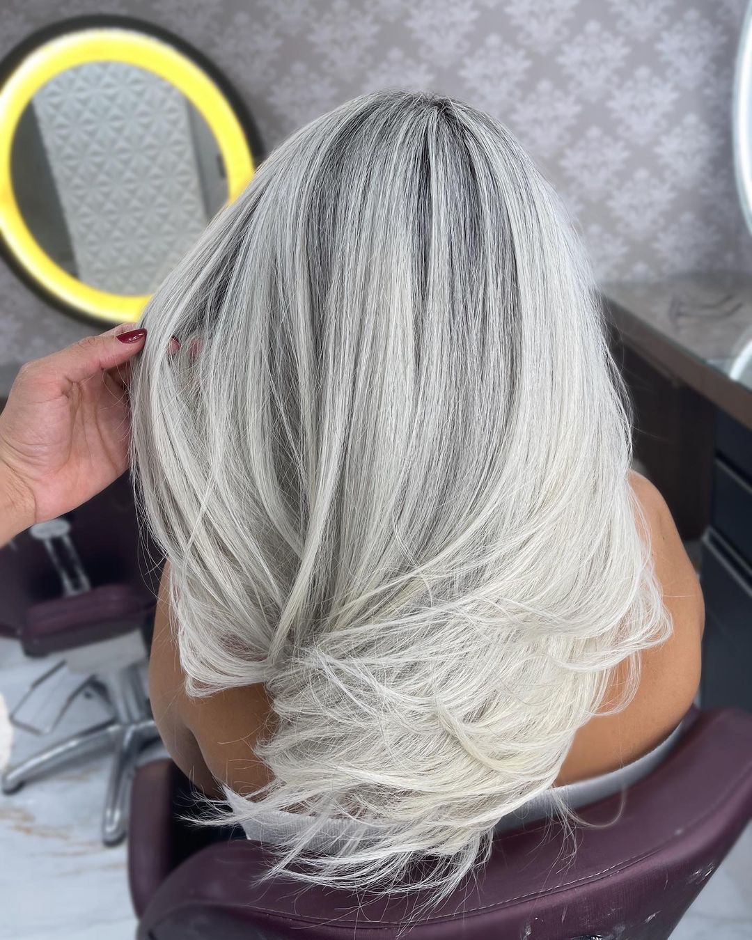 Gray and White Long Layered Hair