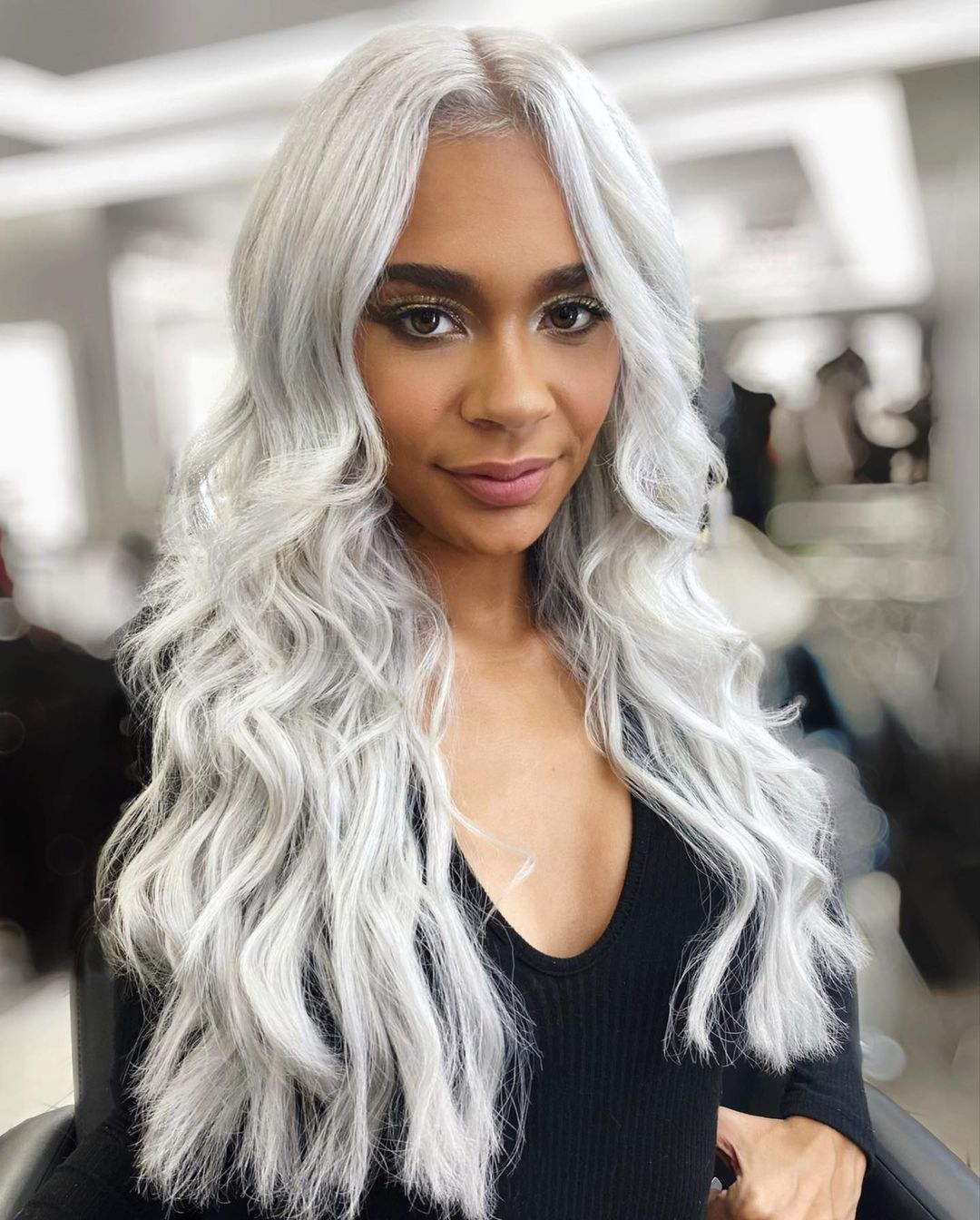 Long White Hairstyle for Black Ladies