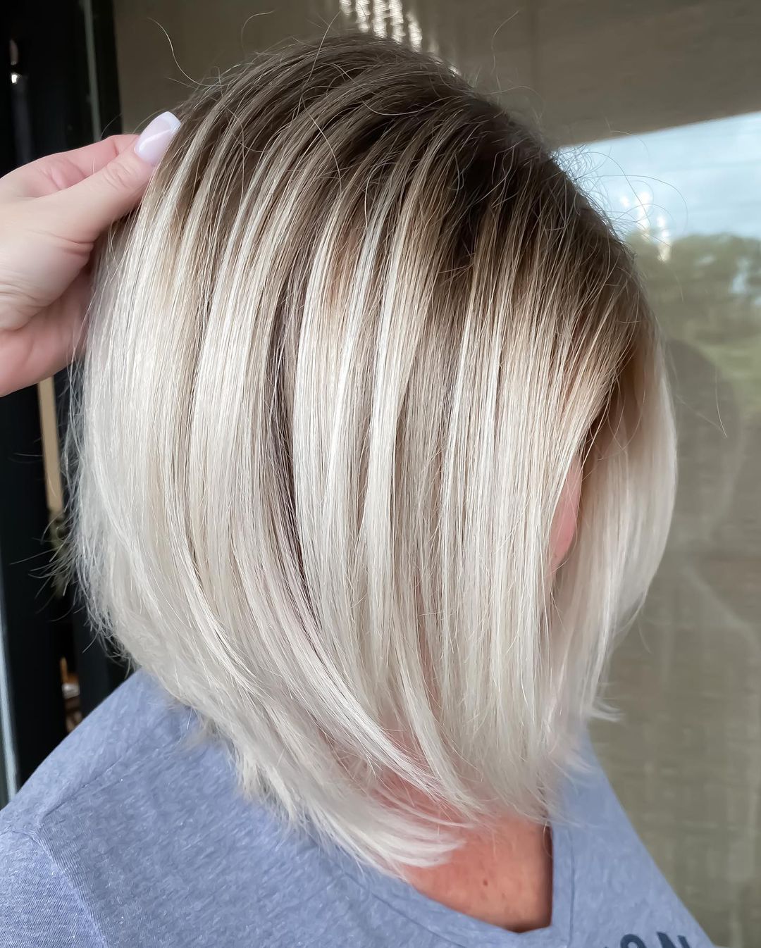 Platinum Root Fade for Bronde Lob