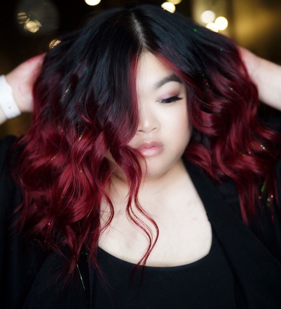 Magical Half Black Half Burgundy Hair