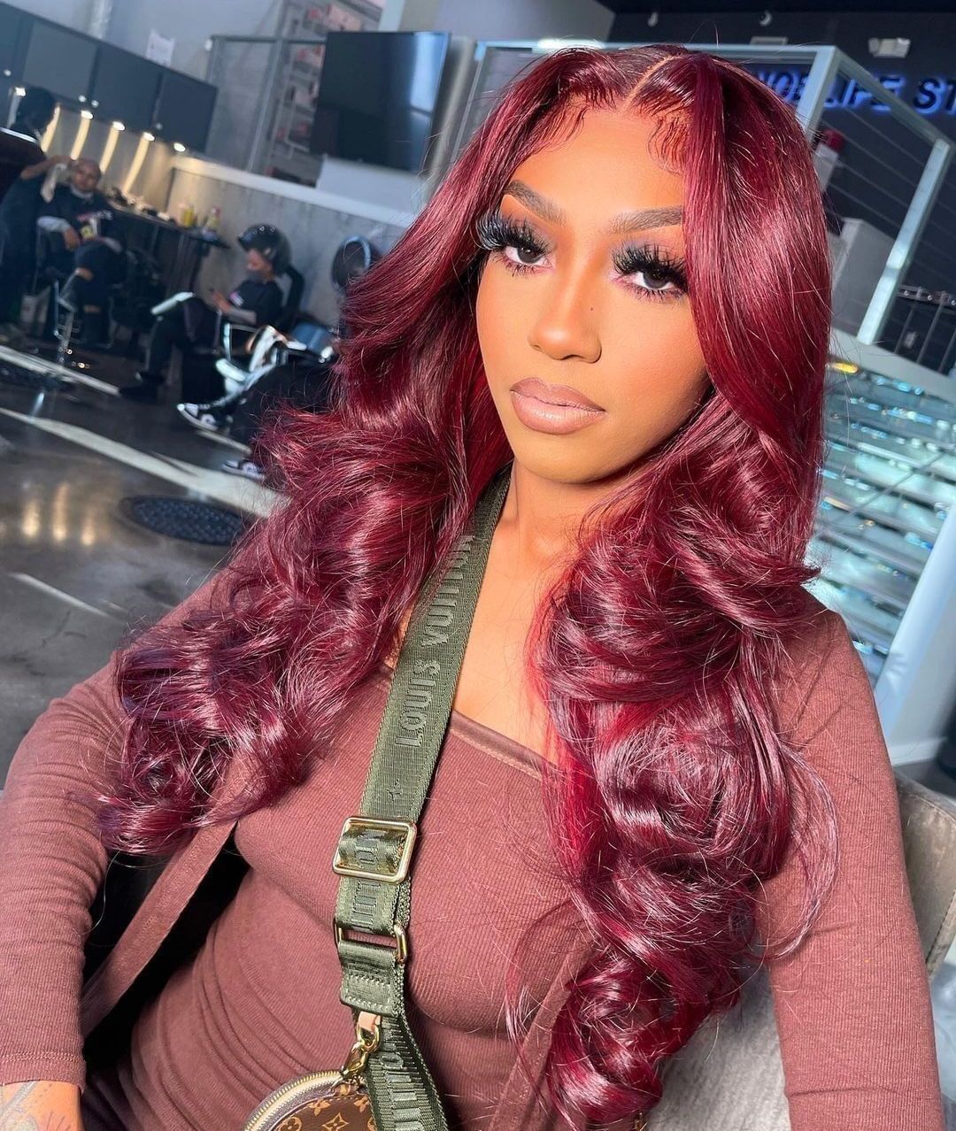 African American Light Burgundy Hair